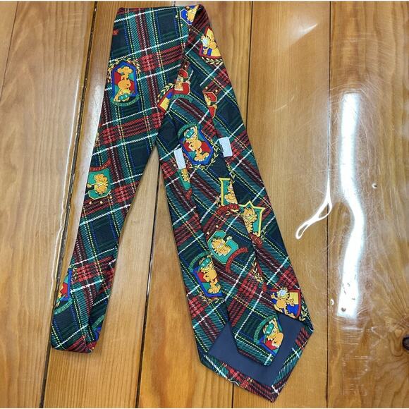 Vintage Cartoon Garfield Cat Tartan Plaid Necktie Multicolor Paws Addiction - Picture 4 of 7